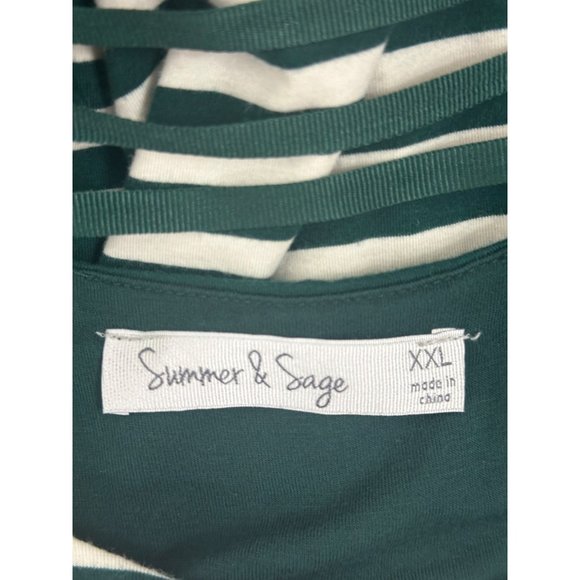 Size XXL 1X 2X 16 18 GREEN STRIPED BODYCON KNIT MIDI DRESS Sheath Spring PLUS SZ - Picture 3 of 6